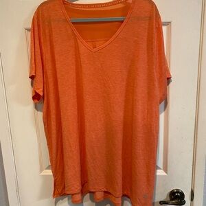 Nine West Bright Orange V-Neck Short Sleeve Top